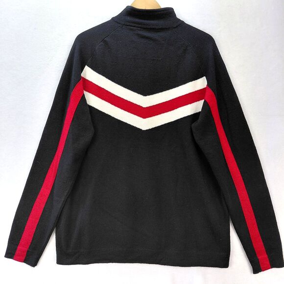 Eddie Bauer Sport Sweater Men Large Tall Black 1/4 Zip Merino Wool Nordic Ski - Picture 9 of 10